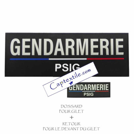 Dossard plus retour gendarmerie PSIG pour gilet uniformes Captextile