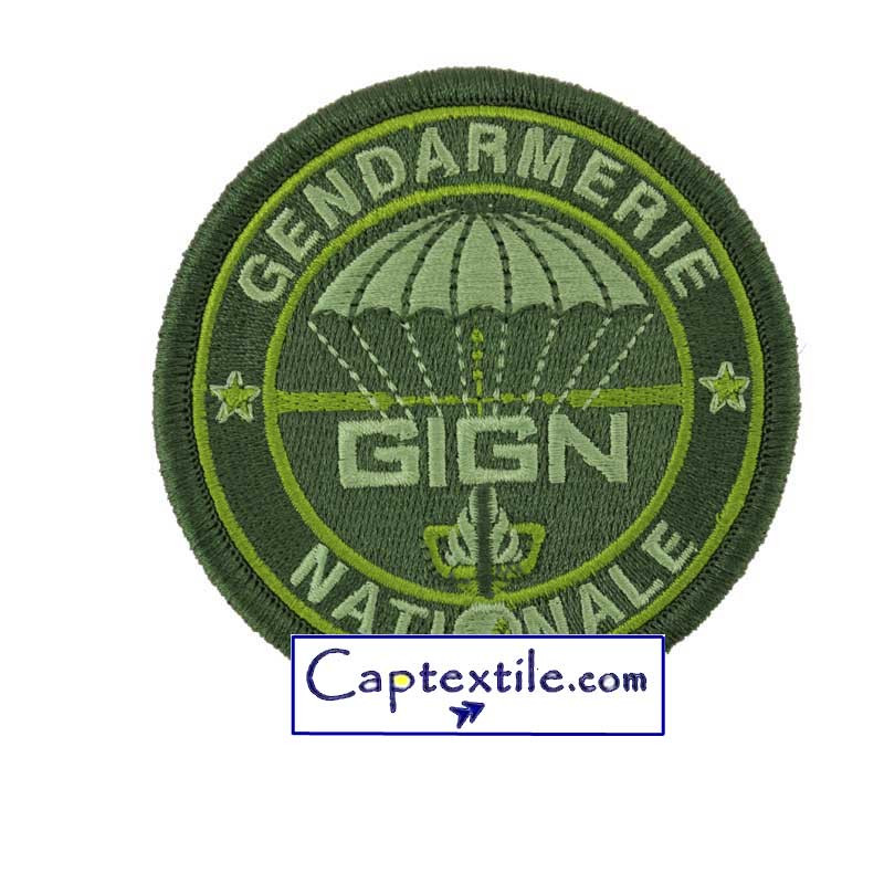 GIGN ECUSSON GENDARMERIE BRODE BASSE VISIBILITE VERT forme ronde