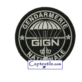 GIGN ECUSSON GENDARMERIE BRODE BASSE VISIBILITE NOIR forme ronde