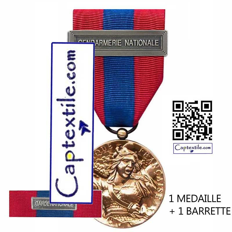 Médaille Ordonnance plus barrette Défense Nationale Bronze agrafe  Gendarmerie Nationale